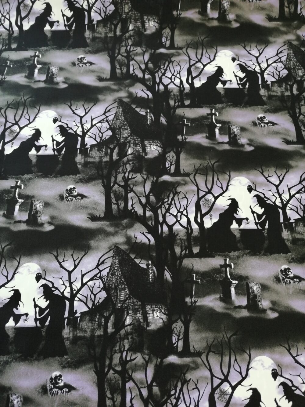 Hocus Pocus Halloween Witches making a spell cotton fabric FQ