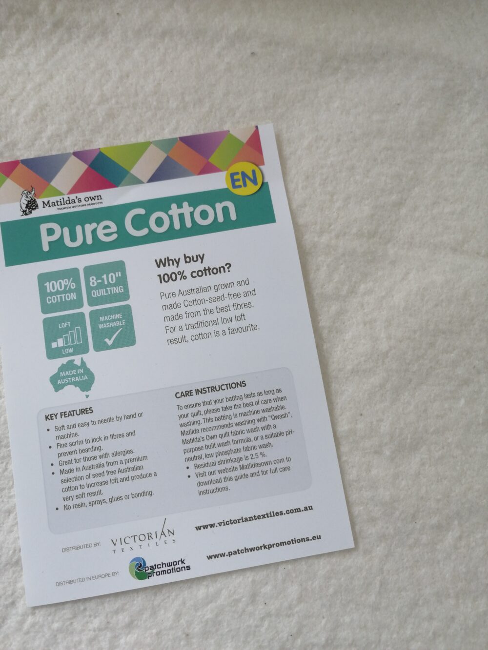 Pure Cotton Wadding/ Batting