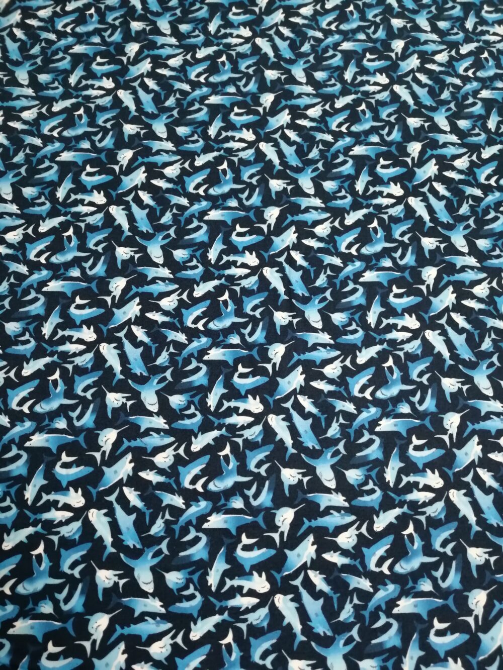 Ditsy Blue Sharks Quilting weight cotton fabric Fat Quarter