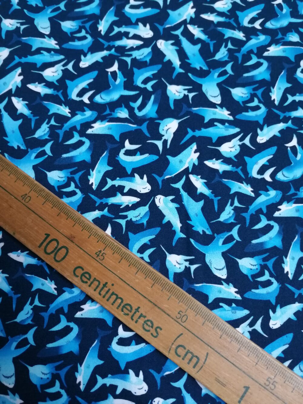 Ditsy Blue Sharks Quilting weight cotton fabric Fat Quarter - Image 2