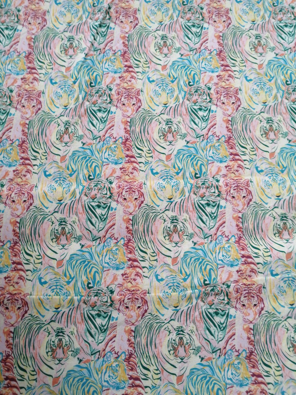 Pastel Tigers cotton fabric