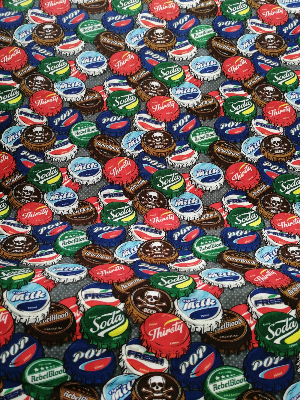 Retro Bottle Tops Cotton Fabric