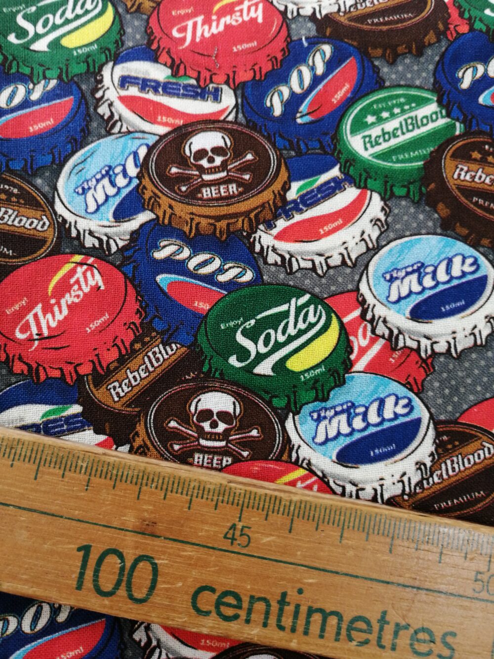 Retro Bottle Tops Cotton Fabric - Image 2