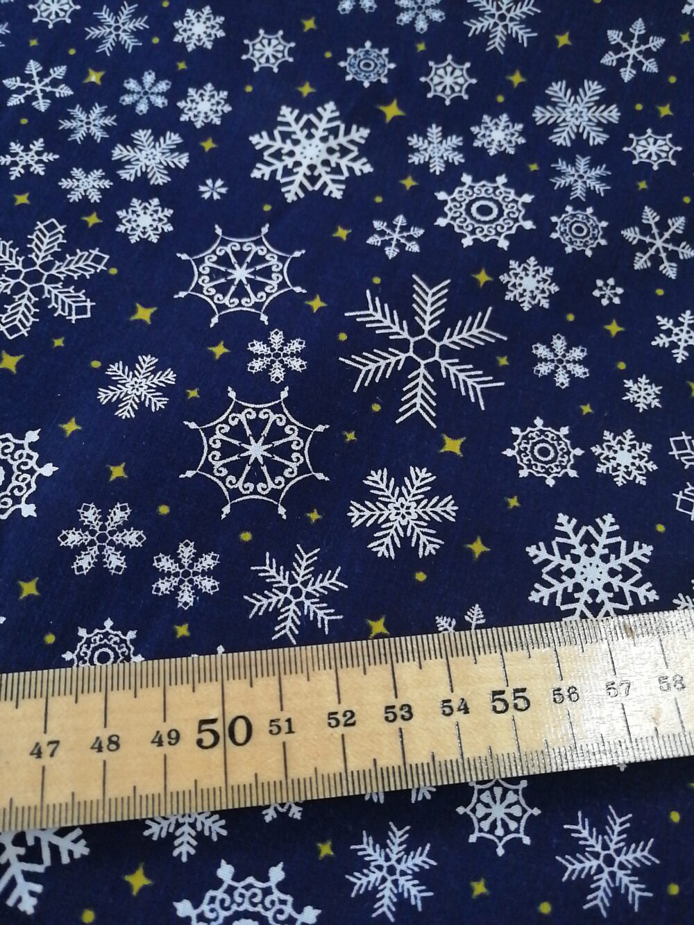 Christmas Polycotton fabric by the metre Snowflakes on navy - Image 2