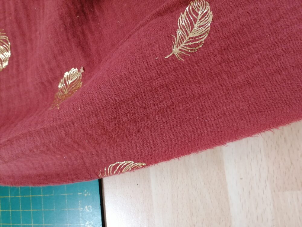 Cotton Double Gauze with Gold Leaf detail, reddish in colour