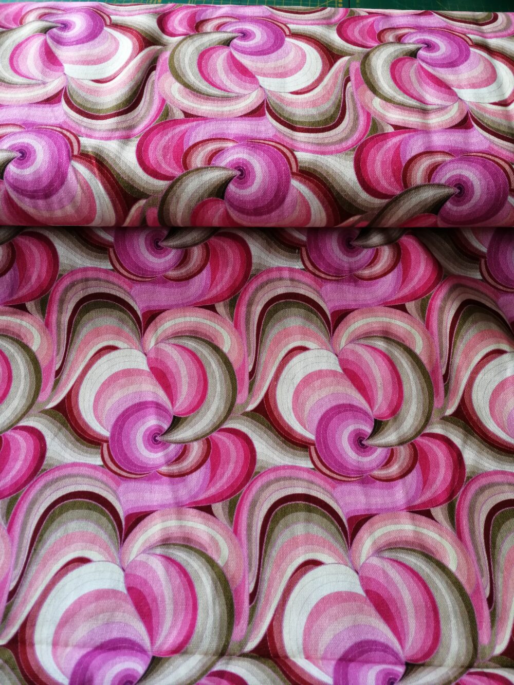 Pink Swirl Linen fabric