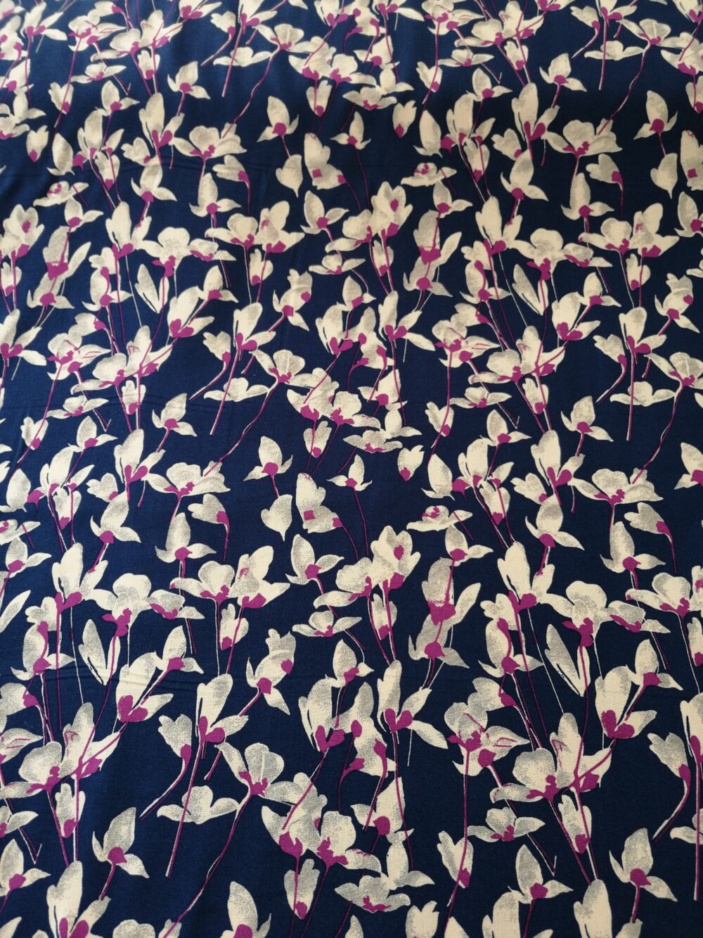 Viscose Fabric flowers on navy