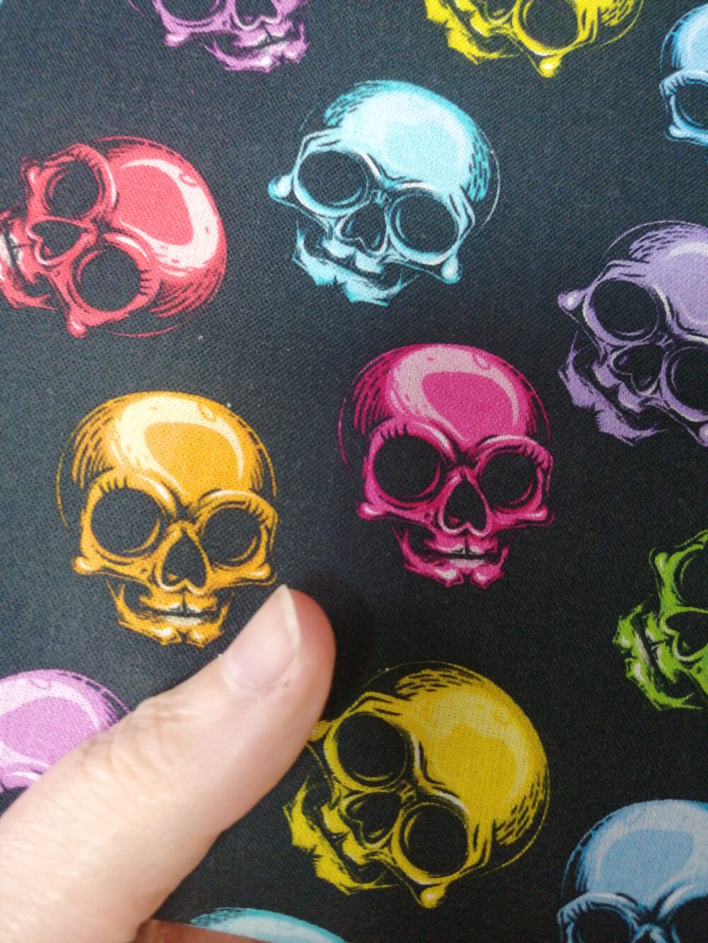 Colourful Skulls on black cotton fabric by the Half Metre - Image 3