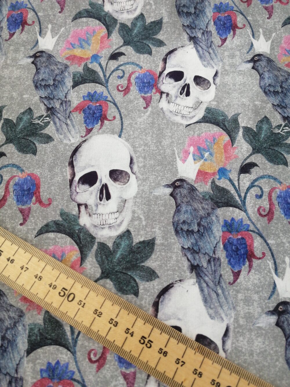 Skulls and Ravens cotton fabric by half metre - Image 2