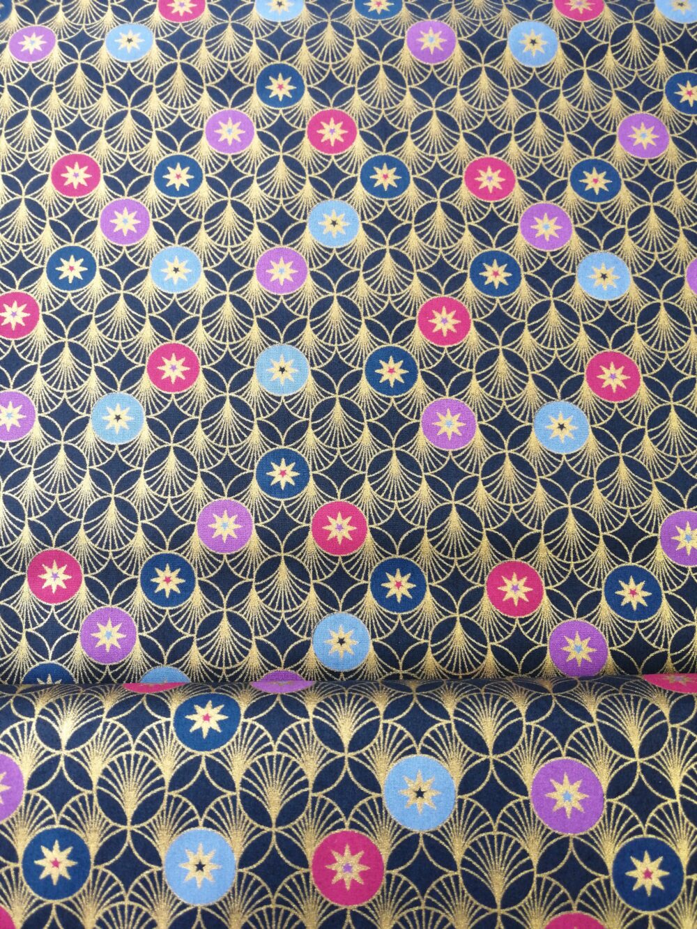 Contempary Christmas Cotton fabric half metre navy