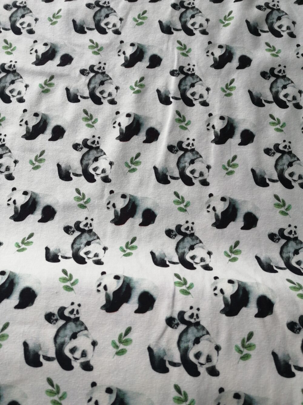 Small pandas cotton jersey fabric